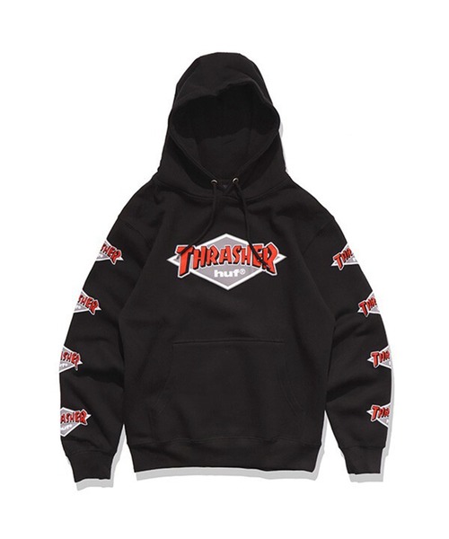 HUF(ハフ)の「HUF X THRASHER ロゴ フーディー(パーカー・メンズ・ブラック/ヘザーグレー・LARGE/MEDIUM/X-LARGE)」の1枚目の写真