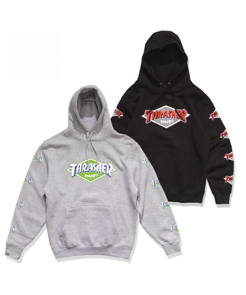 HUF(ハフ)の「HUF X THRASHER ロゴ フーディー(パーカー・メンズ・ブラック/ヘザーグレー・LARGE/MEDIUM/X-LARGE)」の5枚目の写真