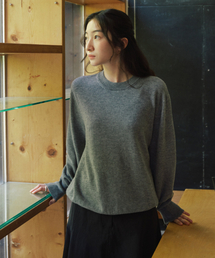Superfine Merino Wholegarment Crewneck Knit_MELANGE GREY