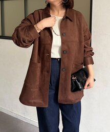 フェイクスエードシャツ風ジャケット