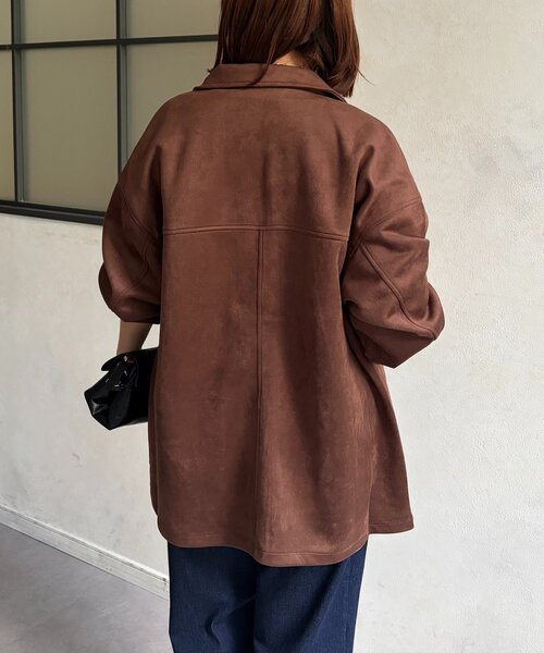 Chez toi(シェトワ)の「フェイクスエードシャツ風ジャケット(テーラードジャケット・レディース・ブラウン/チャコールグレー・FREE)」の15枚目の写真
