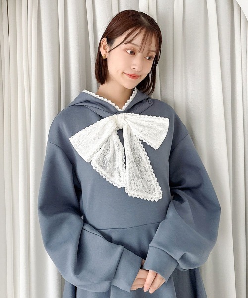 F i.n.t(フィント)の「レースリボンダンボールニットワンピース/fint フィント(ワンピース・レディース・ブルー/ピンクベージュ・FREE)」の11枚目の写真