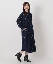 ツイル&デニム 配色刺繍ワンピース