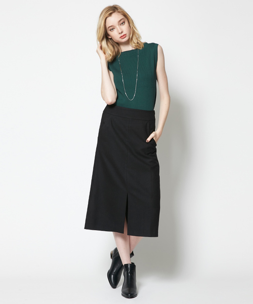 titivate（ティティベイト）の「ﾌﾛﾝﾄｽﾘｯﾄ台形ｽｶｰﾄ（スカート・レディース・ブラック/キャメル/ワイン/ネイビー・S/M/L）」の10枚目の写真