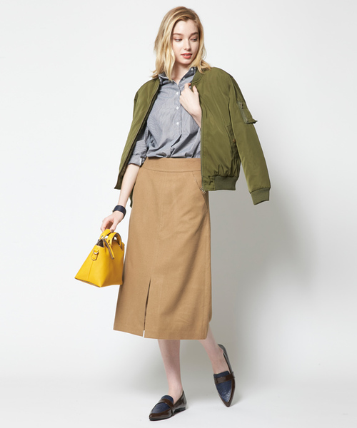 titivate（ティティベイト）の「ﾌﾛﾝﾄｽﾘｯﾄ台形ｽｶｰﾄ（スカート・レディース・ブラック/キャメル/ワイン/ネイビー・S/M/L）」の12枚目の写真