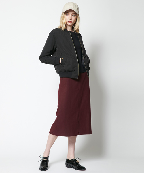 titivate（ティティベイト）の「ﾌﾛﾝﾄｽﾘｯﾄ台形ｽｶｰﾄ（スカート・レディース・ブラック/キャメル/ワイン/ネイビー・S/M/L）」の13枚目の写真