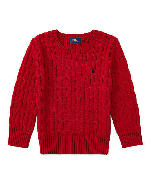 POLO RALPH LAUREN CHILDRENSWEAR(ポロ ラルフ ローレン チルドレンズウェア)の「ケーブルニット コットン セーター(ニット/セーター・キッズ・レッド/ネイビー/グレー・4T/3T)」の3枚目の写真