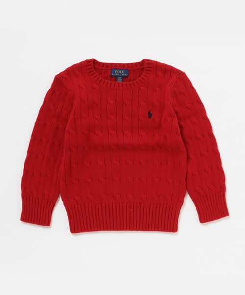 POLO RALPH LAUREN CHILDRENSWEAR(ポロ ラルフ ローレン チルドレンズウェア)の「ケーブルニット コットン セーター(ニット/セーター・キッズ・レッド/ネイビー/グレー・4T/3T)」の7枚目の写真