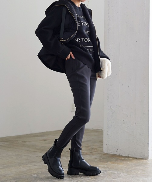 選べるスキニーorフレア あったか裏起毛ボンディングストレッチ