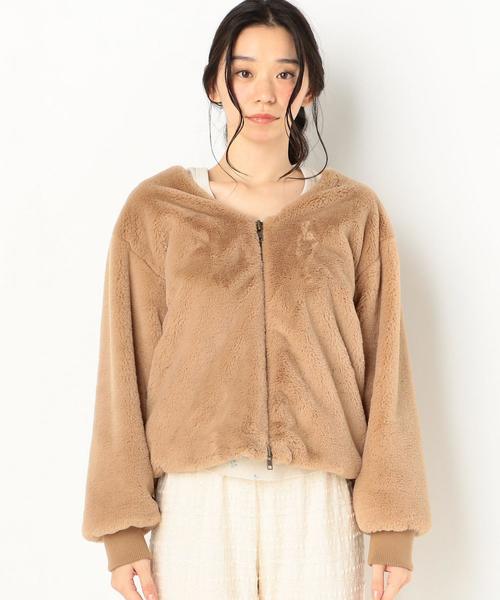 Another Edition（アナザーエディション）の「フェイクボアZIP BZ（ブルゾン・レディース・ベージュ・FREE）」の3枚目の写真