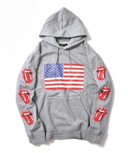 JACKROSE(ジャックローズ)の「ローリングストーンズ USA・フラッグ スタッズパーカー(パーカー・メンズ・ブラック/グレー/インディゴブルー・M/L/XL)」の1枚目の写真
