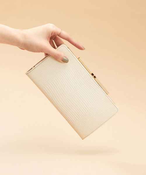 TOPKAPI(トプカピ)の「【TOPKAPI/トプカピ】LUCIA ルチア イタリアンレザー リザード型押し がま口 レディース 長財布(財布・レディース・クリーム/グレイッシュベージュ/ブラック/ブルーグレー/ミント/グレー×ピンク/イエロー/マジェンタ/ライトベージュ/トップグレー・FREE)」の6枚目の写真