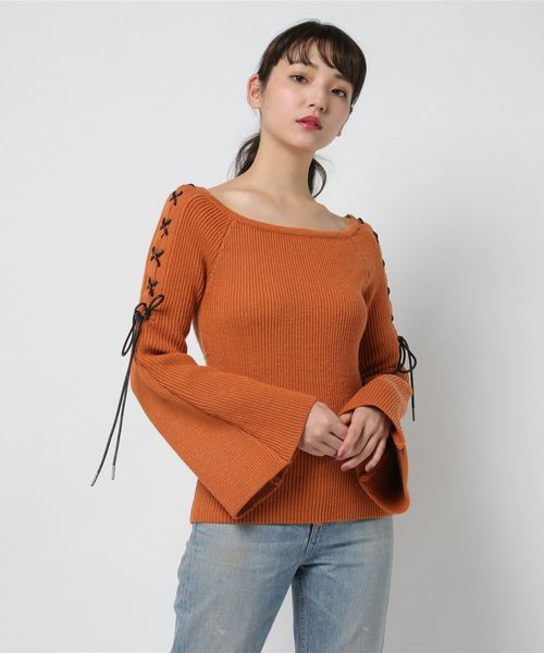 SLY（スライ）の「SHOULDER LACE MG TOPS（ニット/セーター・レディース・ブラック/オフホワイト/ダークグレー/オレンジ系その他・1/2）」の10枚目の写真