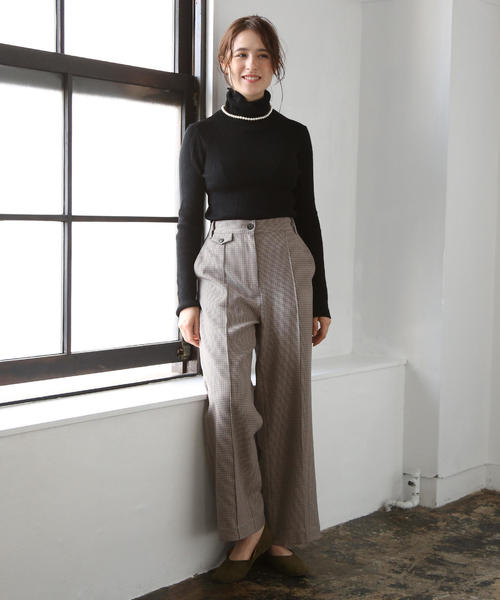 coen（コーエン）の「チェックセミワイドパンツ（その他パンツ・レディース・ブラウン/ブラック・LARGE/MEDIUM/SMALL）」の6枚目の写真