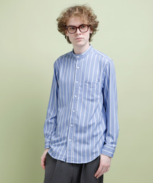 EMMA CLOTHES | トリプルストライプ柄バンドカラーシャツ(シャツ/ブラウス)
