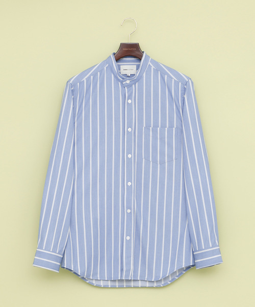EMMA CLOTHES(エマクローズ)の「トリプルストライプ柄バンドカラーシャツ(シャツ/ブラウス・メンズ・インディゴブルー/サックスブルー・M/L)」の5枚目の写真