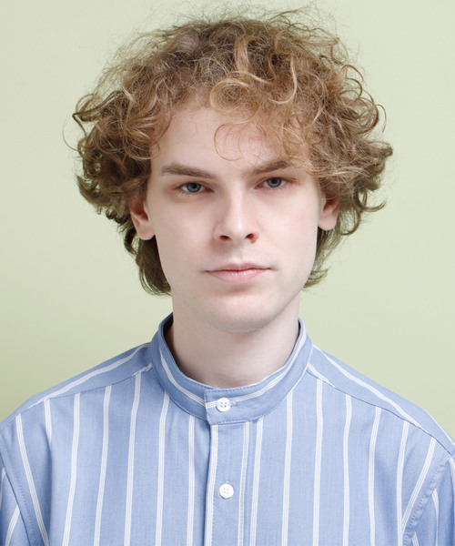 EMMA CLOTHES(エマクローズ)の「トリプルストライプ柄バンドカラーシャツ(シャツ/ブラウス・メンズ・インディゴブルー/サックスブルー・M/L)」の6枚目の写真