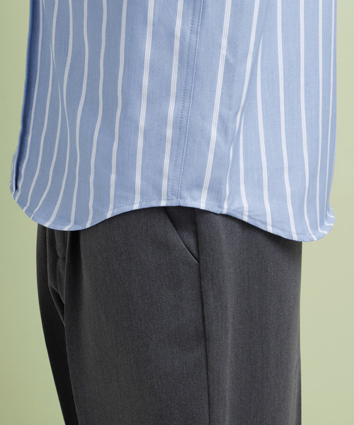 EMMA CLOTHES(エマクローズ)の「トリプルストライプ柄バンドカラーシャツ(シャツ/ブラウス・メンズ・インディゴブルー/サックスブルー・M/L)」の9枚目の写真