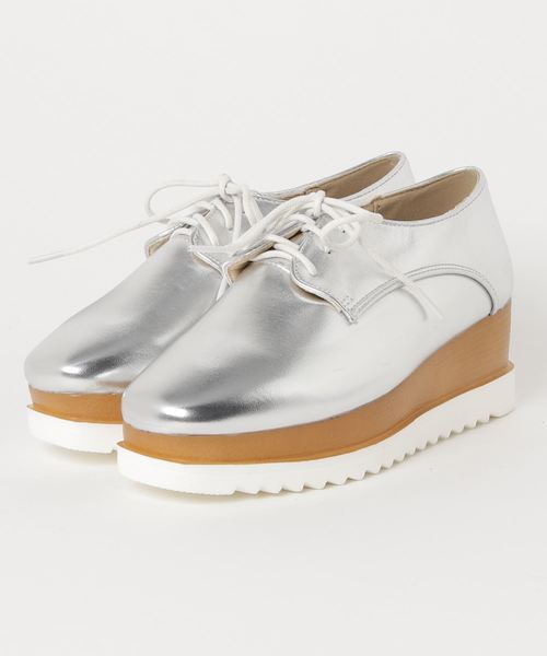 attagirl（アタガール）の「厚底 ウェッジヒール レースアップ シューズ（ドレスシューズ・レディース・ホワイト/ブラック/シルバー/ベージュ/ブラック系その他・L/LL/M/S）」の10枚目の写真