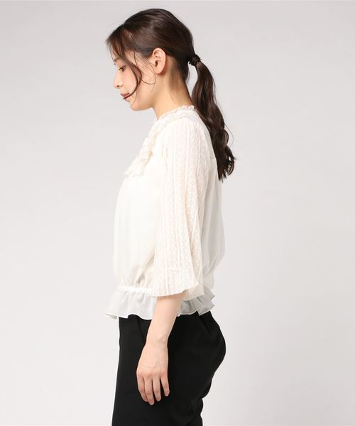 axes femme(アクシーズファム)の「フリルレースプルオーバー(Tシャツ/カットソー・レディース・グレー/ブラック/キナリ・MEDIUM)」の4枚目の写真
