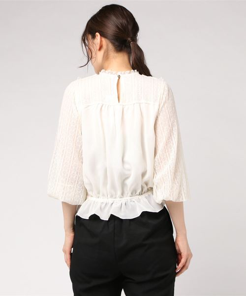 axes femme(アクシーズファム)の「フリルレースプルオーバー(Tシャツ/カットソー・レディース・グレー/ブラック/キナリ・MEDIUM)」の5枚目の写真