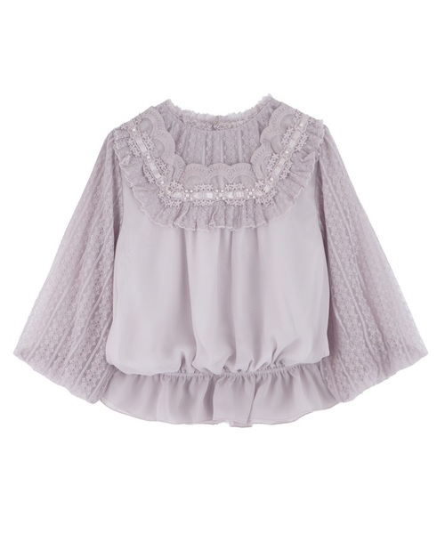 axes femme(アクシーズファム)の「フリルレースプルオーバー(Tシャツ/カットソー・レディース・グレー/ブラック/キナリ・MEDIUM)」の3枚目の写真