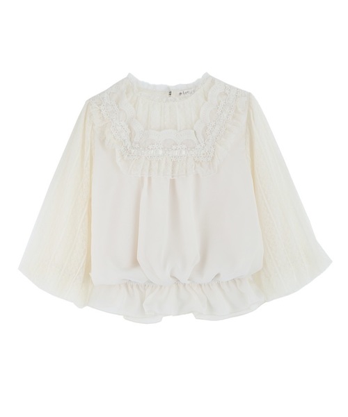 axes femme(アクシーズファム)の「フリルレースプルオーバー(Tシャツ/カットソー・レディース・グレー/ブラック/キナリ・MEDIUM)」の1枚目の写真