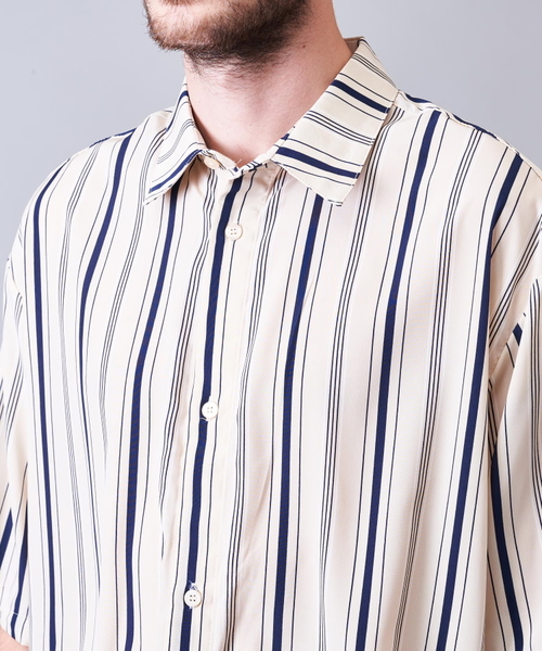 Luv maison（ラブメゾン）の「マルチストライプビッグシャツ（シャツ/ブラウス・メンズ・ホワイト/ブラック・M/L）」の13枚目の写真