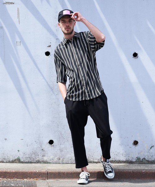 Luv maison（ラブメゾン）の「マルチストライプビッグシャツ（シャツ/ブラウス・メンズ・ホワイト/ブラック・M/L）」の12枚目の写真