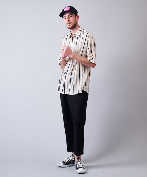 Luv maison（ラブメゾン）の「マルチストライプビッグシャツ（シャツ/ブラウス・メンズ・ホワイト/ブラック・M/L）」の4枚目の写真