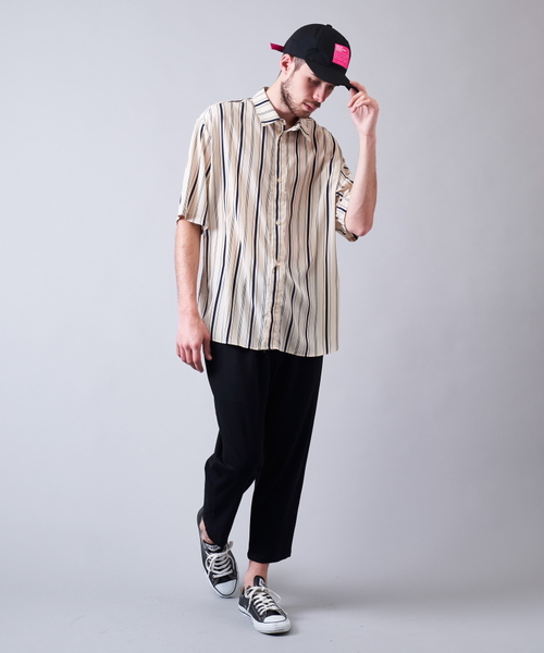 Luv maison（ラブメゾン）の「マルチストライプビッグシャツ（シャツ/ブラウス・メンズ・ホワイト/ブラック・M/L）」の15枚目の写真