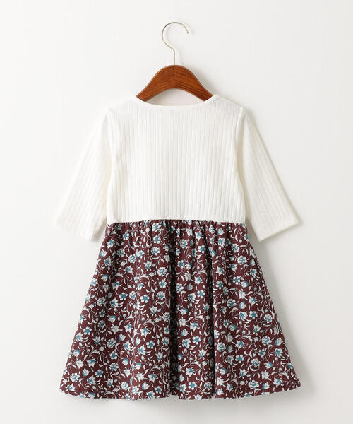 green label relaxing（グリーンレーベルリラクシング）の「【キッズ】ハリヌキ×フラワー柄ワンピース（ワンピース・キッズ・ネイビー/オフホワイト・105/115/125/135）」の3枚目の写真