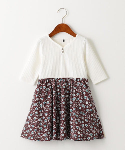 green label relaxing（グリーンレーベルリラクシング）の「【キッズ】ハリヌキ×フラワー柄ワンピース（ワンピース・キッズ・ネイビー/オフホワイト・105/115/125/135）」の11枚目の写真