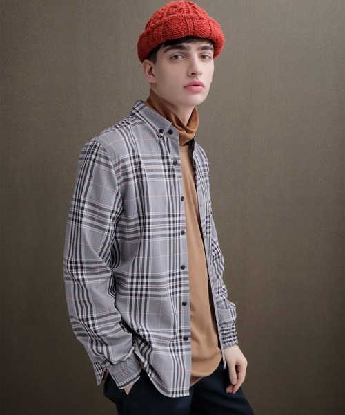 EMMA CLOTHES(�G�}�N���[�Y)�̃V���[�����O�X���[�u �{�^���_�E���`�F�b�N���V���c(�V���c/�u���E�X)