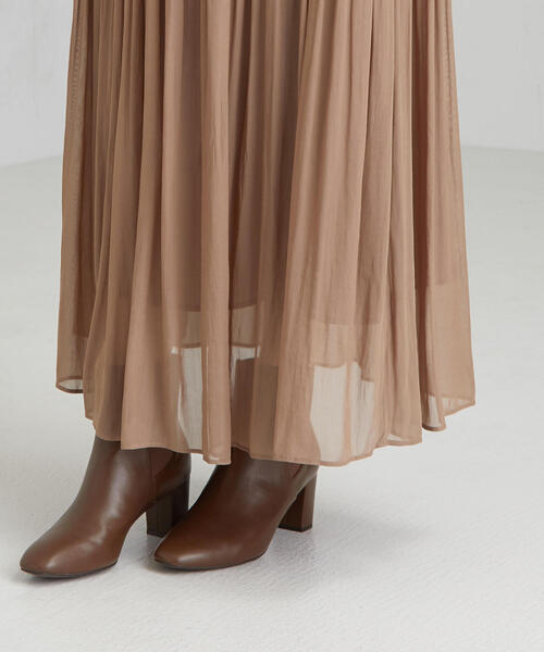 green label relaxing（グリーンレーベルリラクシング）の「FFC ヨウリュウ ギャザー スカート ※（スカート・レディース・ブラック/ブラウン/ナチュラル/ターコイズブルー・36/38）」の5枚目の写真