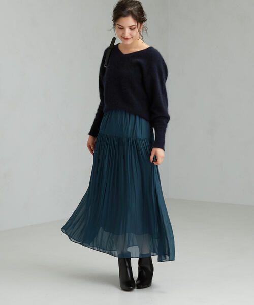 green label relaxing（グリーンレーベルリラクシング）の「FFC ヨウリュウ ギャザー スカート ※（スカート・レディース・ブラック/ブラウン/ナチュラル/ターコイズブルー・36/38）」の19枚目の写真