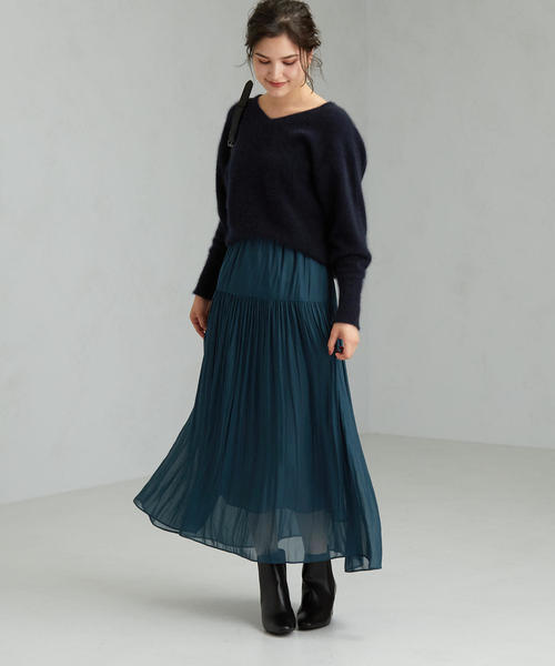 green label relaxing（グリーンレーベルリラクシング）の「FFC ヨウリュウ ギャザー スカート ※（スカート・レディース・ブラック/ブラウン/ナチュラル/ターコイズブルー・36/38）」の18枚目の写真