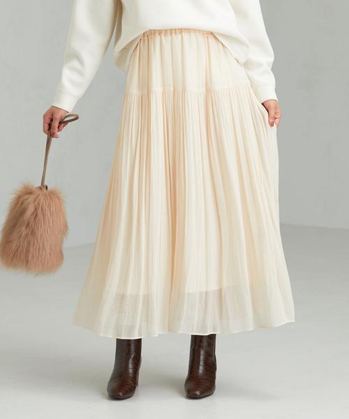 green label relaxing（グリーンレーベルリラクシング）の「FFC ヨウリュウ ギャザー スカート ※（スカート・レディース・ブラック/ブラウン/ナチュラル/ターコイズブルー・36/38）」の13枚目の写真