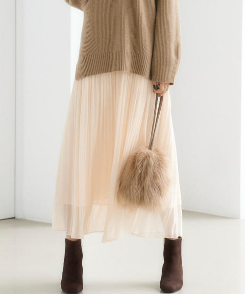 green label relaxing（グリーンレーベルリラクシング）の「FFC ヨウリュウ ギャザー スカート ※（スカート・レディース・ブラック/ブラウン/ナチュラル/ターコイズブルー・36/38）」の12枚目の写真