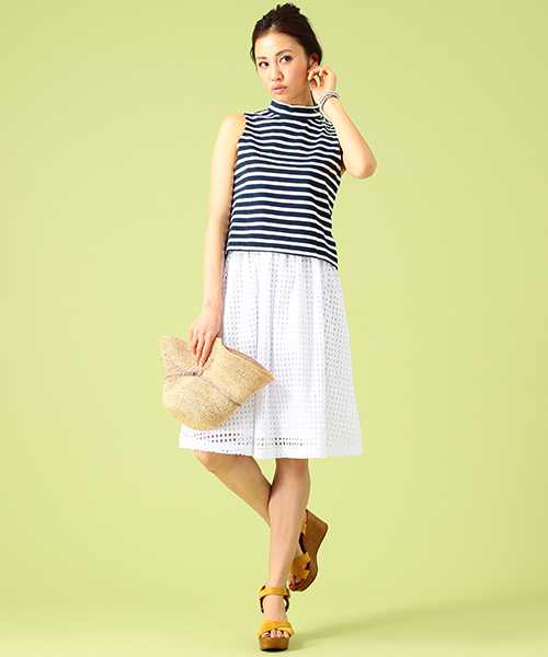 B:MING by BEAMS（ビーミングバイビームス）の「ビーミング by ビームス / ウィンドーレーススカート（スカート・レディース・ホワイト/ネイビー・SMALL/MEDIUM）」の11枚目の写真