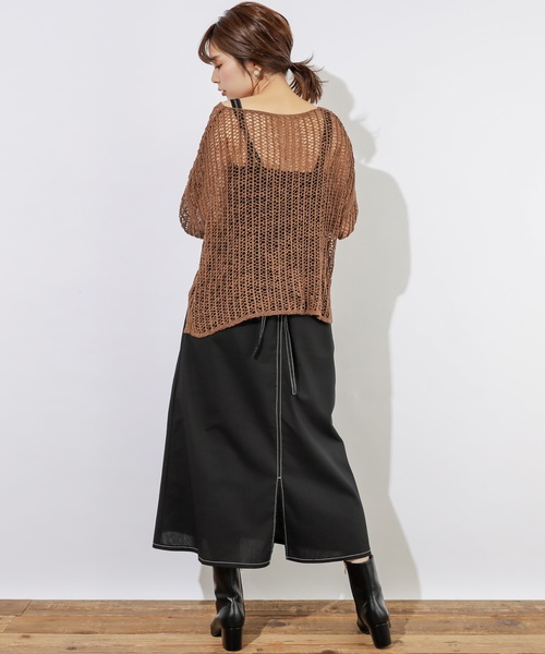 natural couture（ナチュラルクチュール）の「テープヤーンメッシュプルオーバー（ニット/セーター・レディース・モカ/ベージュ/ミント・FREE）」の15枚目の写真