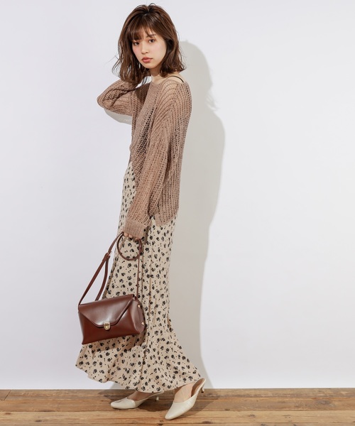 natural couture（ナチュラルクチュール）の「テープヤーンメッシュプルオーバー（ニット/セーター・レディース・モカ/ベージュ/ミント・FREE）」の6枚目の写真