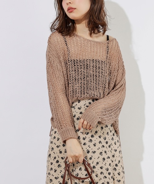 natural couture（ナチュラルクチュール）の「テープヤーンメッシュプルオーバー（ニット/セーター・レディース・モカ/ベージュ/ミント・FREE）」の20枚目の写真