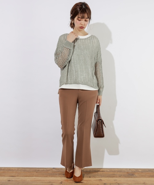 natural couture（ナチュラルクチュール）の「テープヤーンメッシュプルオーバー（ニット/セーター・レディース・モカ/ベージュ/ミント・FREE）」の18枚目の写真