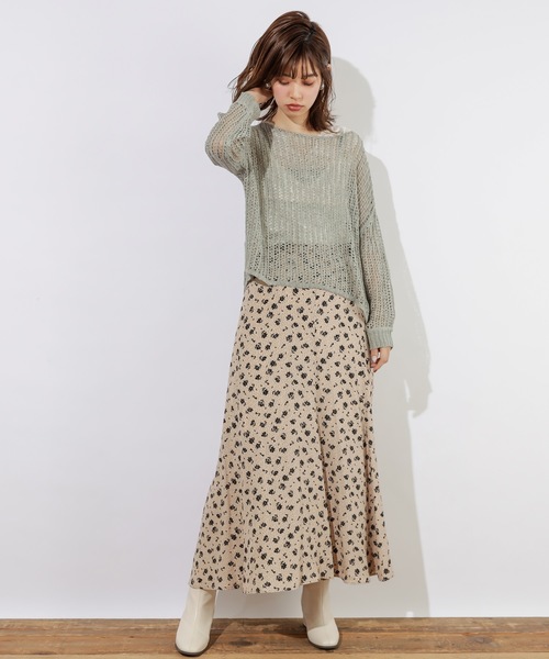 natural couture（ナチュラルクチュール）の「テープヤーンメッシュプルオーバー（ニット/セーター・レディース・モカ/ベージュ/ミント・FREE）」の7枚目の写真