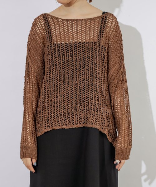 natural couture（ナチュラルクチュール）の「テープヤーンメッシュプルオーバー（ニット/セーター・レディース・モカ/ベージュ/ミント・FREE）」の19枚目の写真