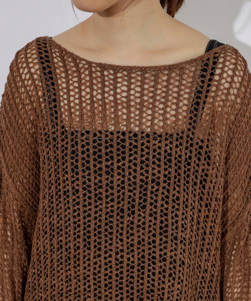 natural couture（ナチュラルクチュール）の「テープヤーンメッシュプルオーバー（ニット/セーター・レディース・モカ/ベージュ/ミント・FREE）」の11枚目の写真