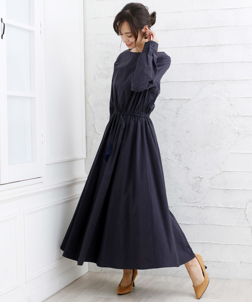 Girly Doll（ガーリードール）の「ウエストブラウジング ワンピース（ワンピース・レディース・ネイビー/ブルー系その他/キャメル/イエロー系その他・FREE）」の2枚目の写真