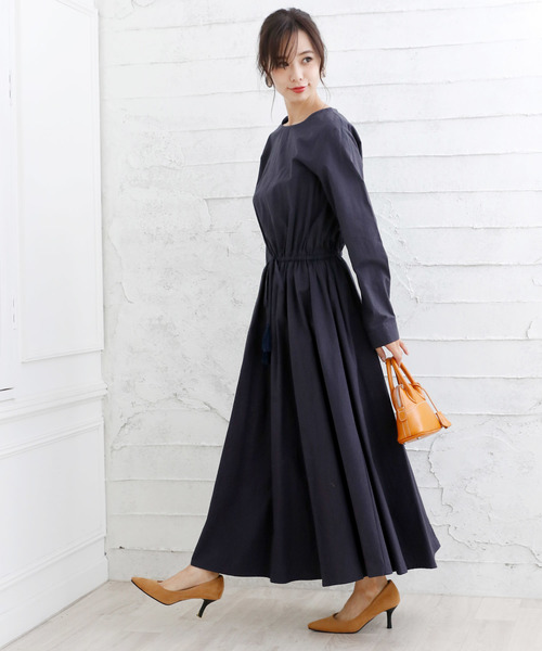 Girly Doll（ガーリードール）の「ウエストブラウジング ワンピース（ワンピース・レディース・ネイビー/ブルー系その他/キャメル/イエロー系その他・FREE）」の6枚目の写真