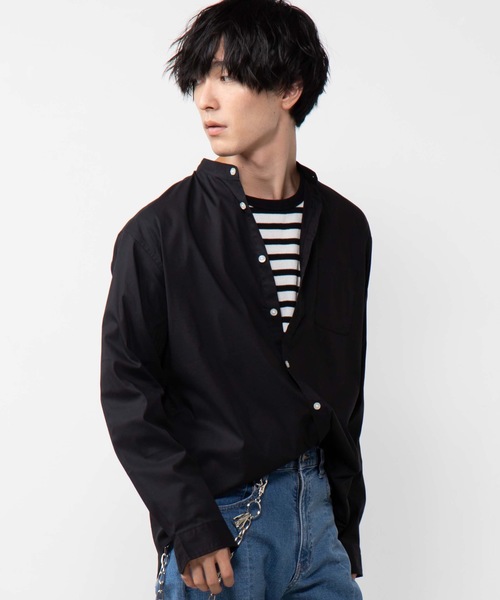 WEGO（ウィゴー）の「WEGO/ストレッチブロードバンドカラーポプリンシャツ（シャツ/ブラウス・メンズ・ホワイト/ブラック/ベージュ・MEDIUM/LARGE）」の3枚目の写真